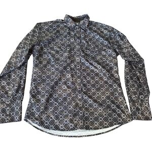Ace of Diamond | Men M | Western Pearl Snap Shirt Geometric Paisley Modal Black